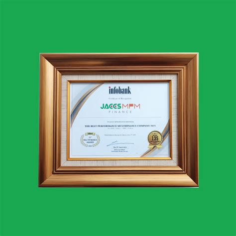 Jaccs Mpm Finance Certificate Of Recognition From Infobank