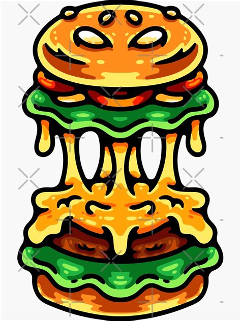 Monster Burger Sticker For Sale By Andhiikashop Redbubble