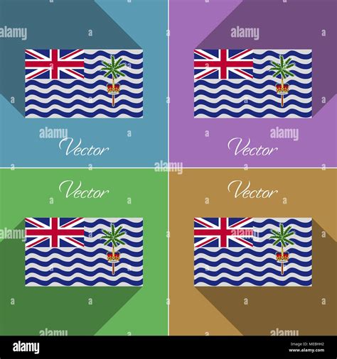 Flags Of British Indian Ocean Territory Set Of Colors Flat Design And