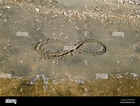 The Sign Of Infinity On The Sea Coastal Sand On The Beach The Symbol