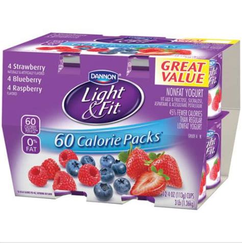 Dannon Light And Fit Nonfat Yogurt Strawberry Raspberry Blueberry 6 Oz 12 Count La Comprita