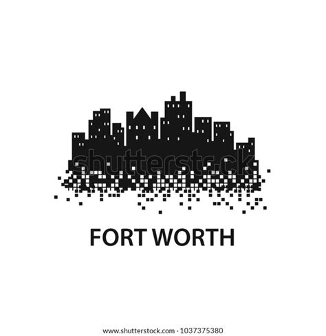 Fort Worth Skyline Landscape Silhouette Logo Stock Vector Royalty Free