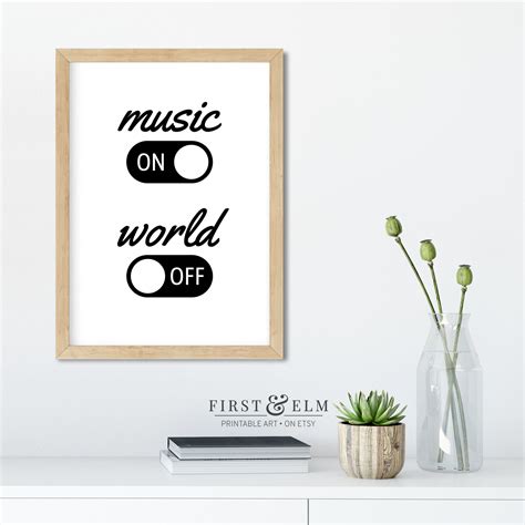 Music On World Off Unique Audiophile Wall Art Music Lover Etsy