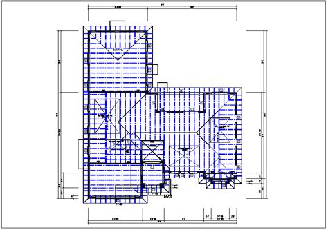 Existing flat roof plan view with foundations of column plan layout detail dwg file - Cadbull