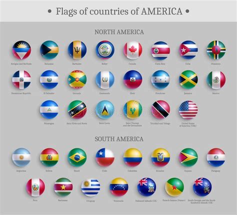 Banderas De Los Países De América Conjuntos De Insignias Redondas