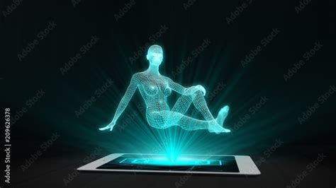 Person Projection Futuristic Holographic Display Tablet Hologram