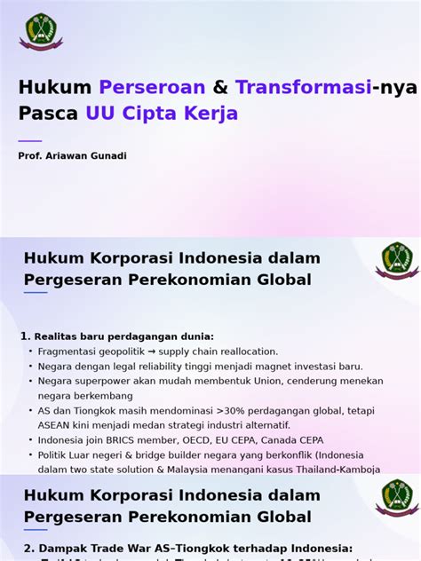 hukum perseroan  transformasinya pasca uuck prof ariawan rev