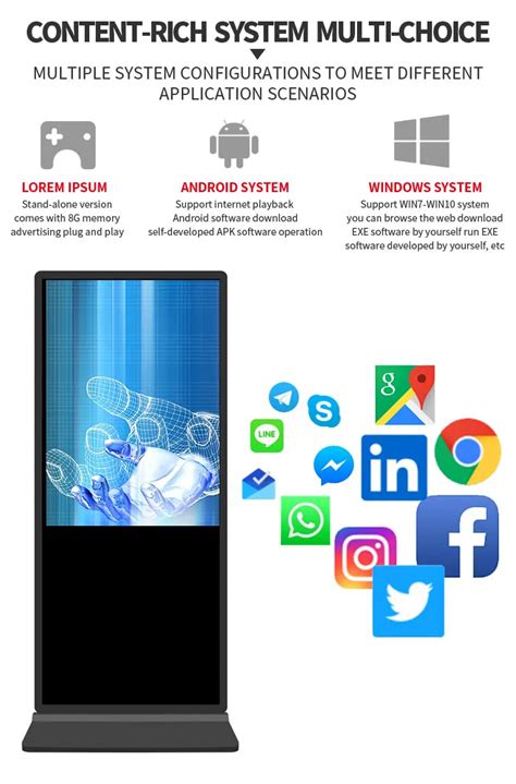 Inch Freestanding Digital Posters Multi Touch Screen Network