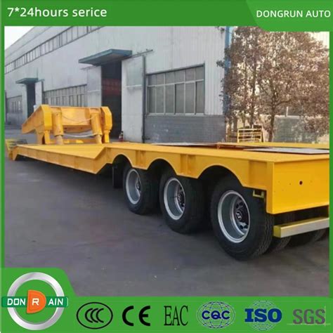 Durable Low Flatbed Trailer With Axles And Gooseneck Design Low