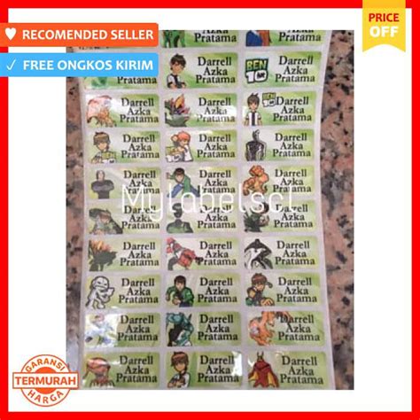 Jual Stiker Label Nama Waterproof Sticker Benten Ben Ten 10 Superhero