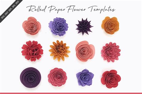 Free Rolled Flower Template