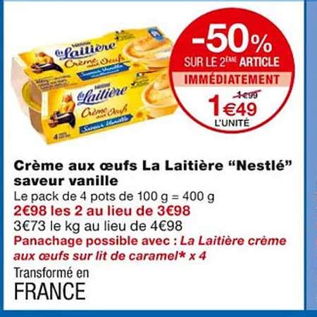 Promo Cr Me Aux Ufs La Laiti Re Nestl Saveur Vanille Chez Monoprix