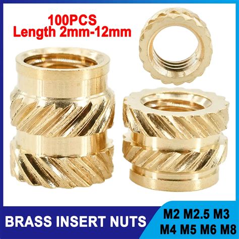 100Pcs M2 M2 5 M3 M4 M5 M6 M8 Heat Brass Insert Nut Double Knurled Hot