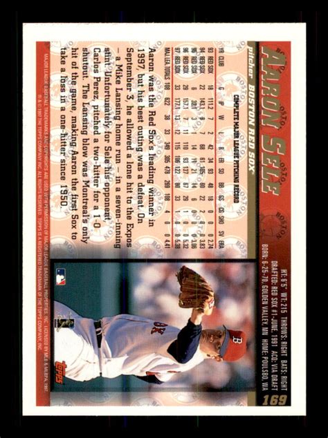 1998 Baseball Topps Aaron Sele Boston Red Sox 169 EBay