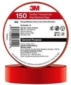 3M Temflex Vinyl Electrical Tape 150 18 Mm X 6 M Red 20 RL Pack