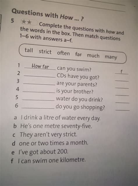 Complete The Questions With How And The Wordsin The Box Then Match