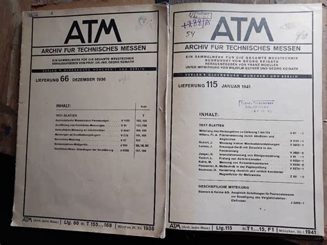 ATM Archiv für technisches Messen Lieferung 115 Januar 1941 bis