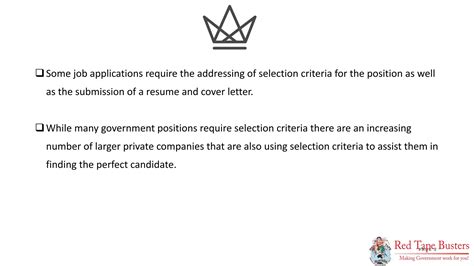 Selection Criteria Tips Ppt