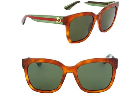 Gucci Gg0034s 003 Havana Plastic Round Sunglasses Gre Gem