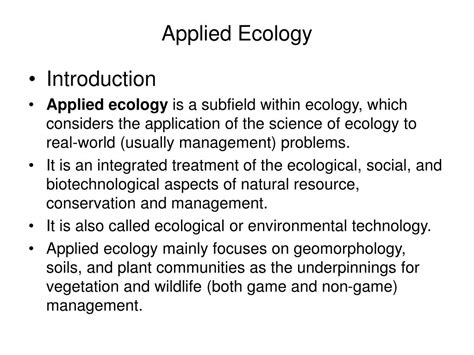 Ppt Applied Ecology Powerpoint Presentation Free Download Id 2897400