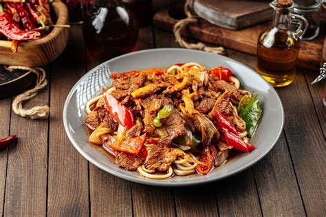 Premium Photo | Asian uyghur dish guiru lagman noodles