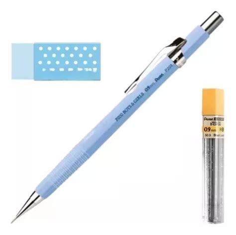 Lapiseira Pentel 0 9mm Azul Pastel Grafite Borracha Parcelamento