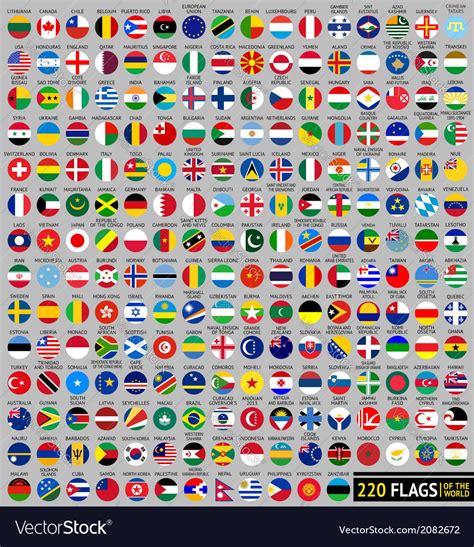 220 Flags Of The World Circular Shape Royalty Free Vector