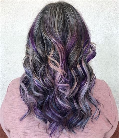 Best Natural Gray Hair With Purple Highlights Hairstylecamp In