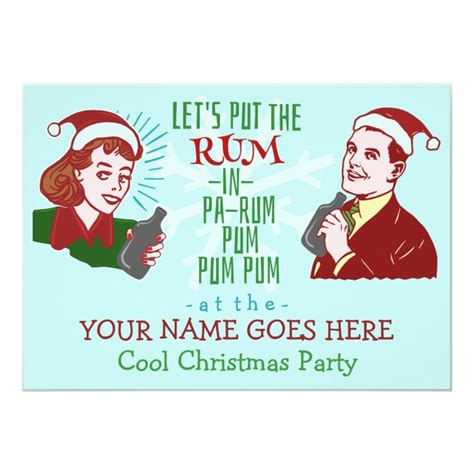 Funny Christmas Party Retro Rum Adult Holiday V2 Card Zazzle