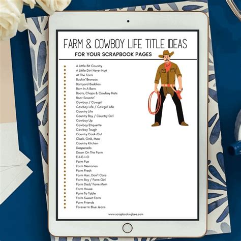 Title Ideas For Your Farm Cowboy Scrapbook Pages