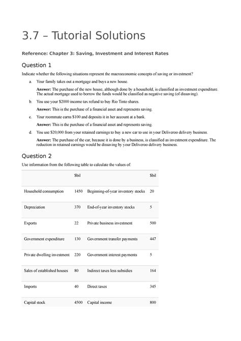 Ch3 Solutions For Macroeconomics Detailed Econ1102 Unsw Sydney