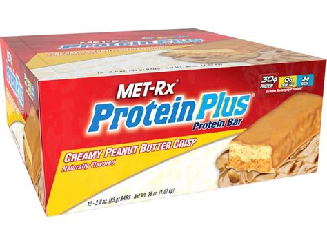 Met Rx Protein Plus Creamy Peanut Butter Crisp 85gr Bar 12 X 30 Oz Box Health