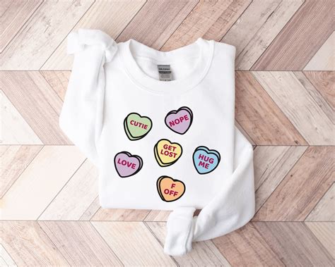 Candy Hearts Shirt Valentines Day Sweatshirt Womens Etsy Uk