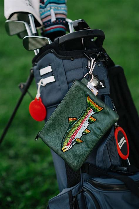 Hand Embroidered Rainbow Trout Genuine Leather Valuables Pouch Sunfish