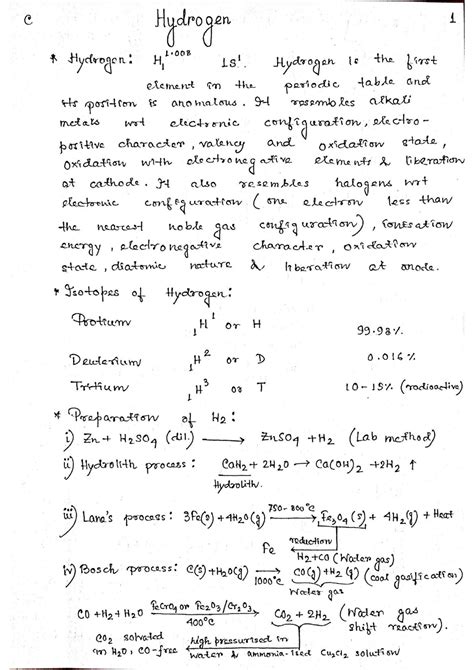 Solution Hydrogen And Hydrides Handwritten Notes Studypool