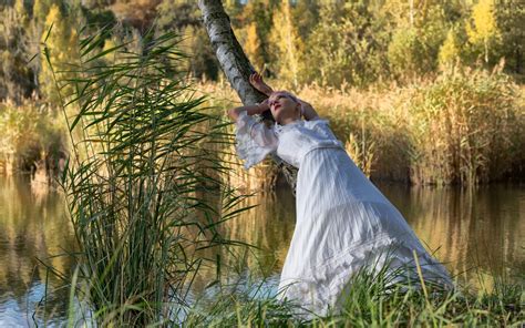 Wallpaper Sunlight Forest Women Outdoors Model Water Nature