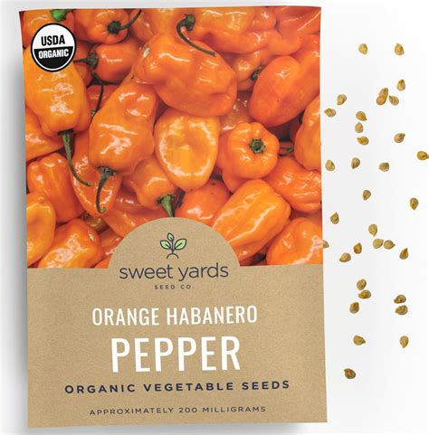 Organic Orange Habanero Hot Pepper Seeds Seed Packet Of