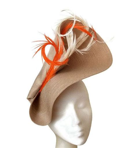 Beige And Orange Fascinator Orange Kentucky Derby Hat Orange Wedding