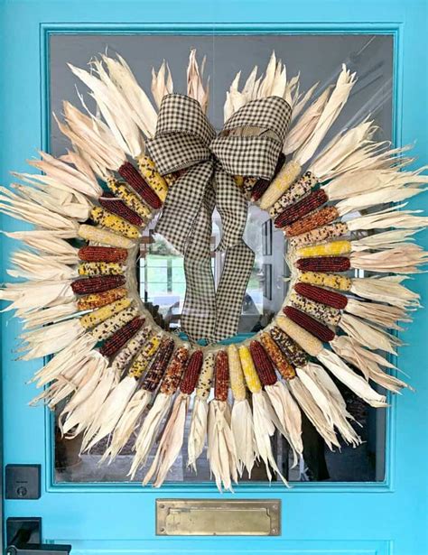 DIY Indian Corn Wreath Indian Corn Wreath Thanksgiving Decorations