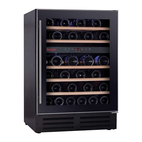 Baumatic Bwc605ss Dual Zone 46 Bottle Wine Cooler Black And Stainless Steel Appliances Direct