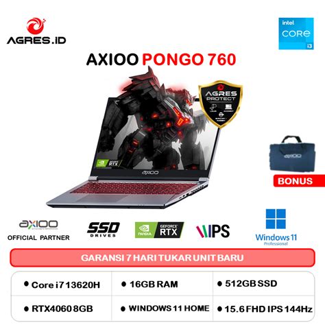 Jual AXIOO PONGO 760 V2 I7 13620H RTX4060 8GB 16GB 512GB W11 OHS 15