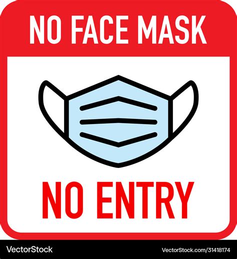 No Facemask Entry Sign Information Warning Vector Image