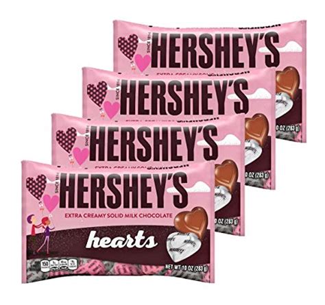 Hersheys Chocolate Candy Hearts Valentines Day Milk Chocolate Candy Bulk Pack Of 4 Bags 10 Oz