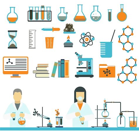 Símbolos de laboratorio de ciencia y química iconos vectoriales