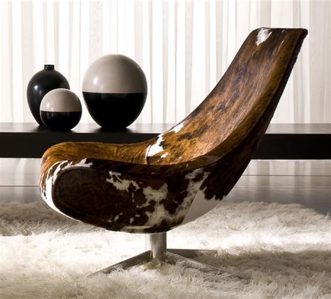 Cowhide Lounge Chair By Italy Dream Design Oyster