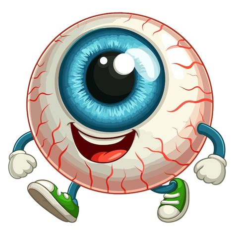 Premium Vector | Funny eyeball cartoon character vector illustration on white background