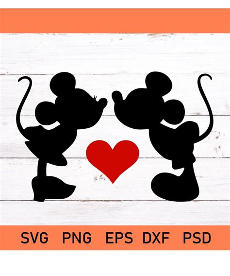 Mickey And Minnie Kissing Svg