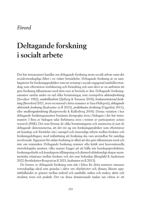 PDF Förord Deltagande forskning i socialt arbete