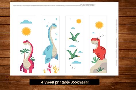 Printable Bookmarks Template Dinosaur Bookmarks Printable Etsy Uk