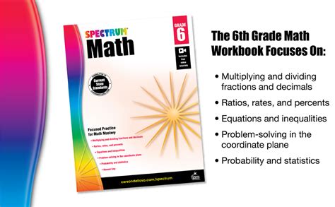 Spectrum 6th Grade Math Workbook Multiplying And Dividing Fractions And Decimals Math